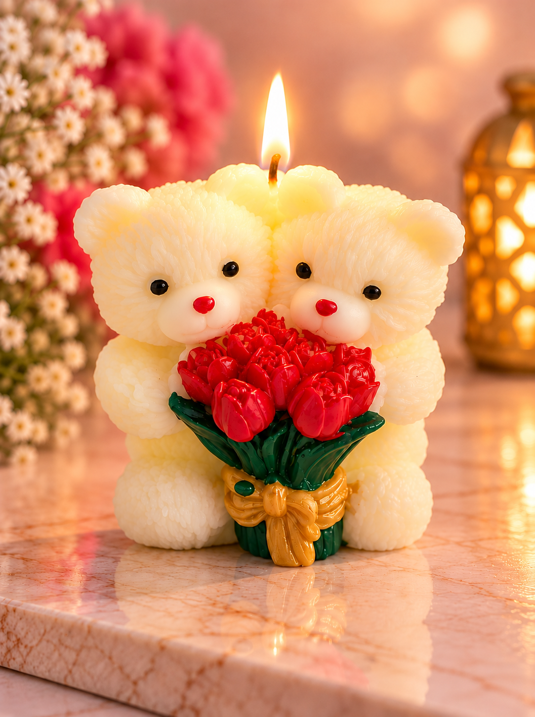 Teddy Bear Couple Candle