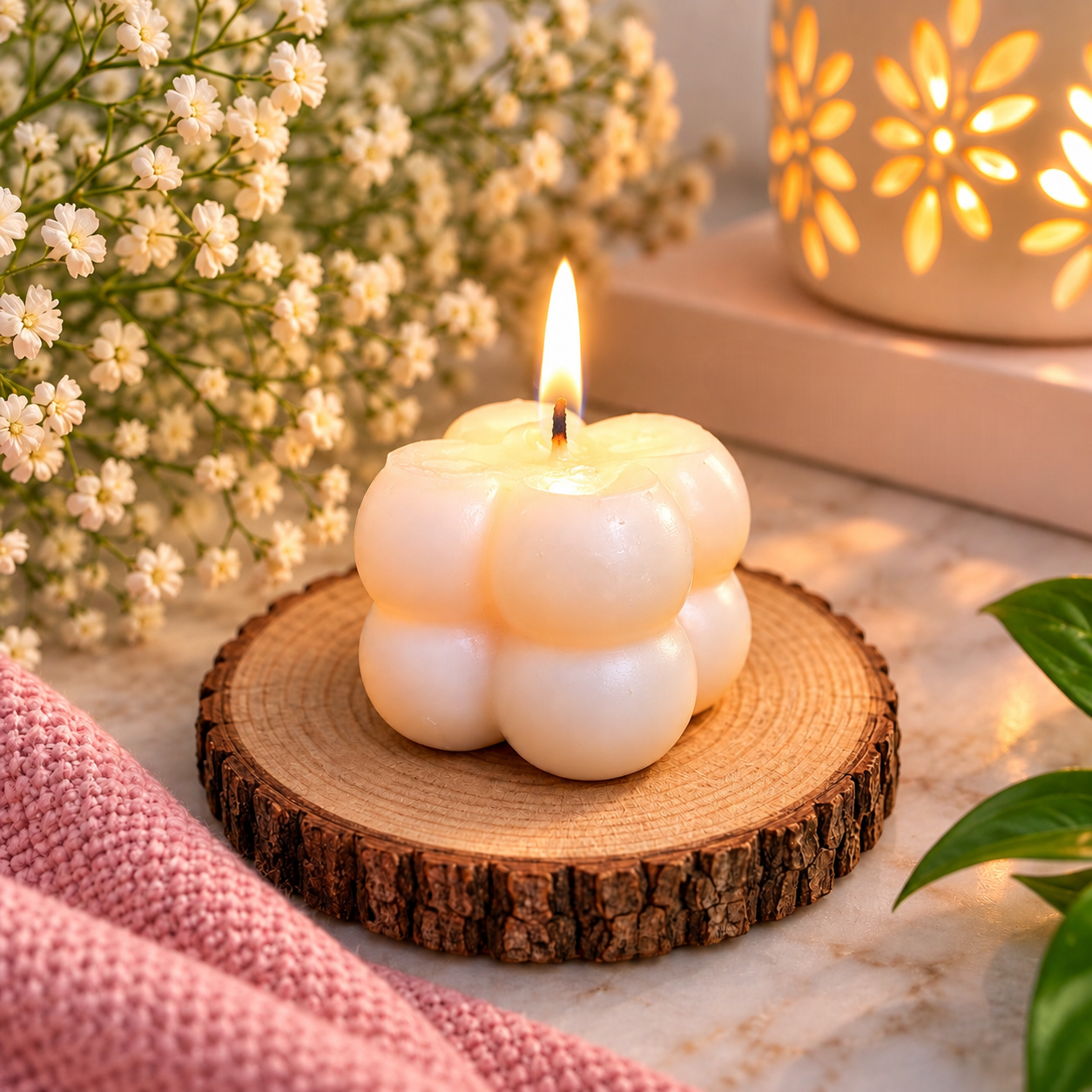 Pearl Bloom Bubble Candle-4 set